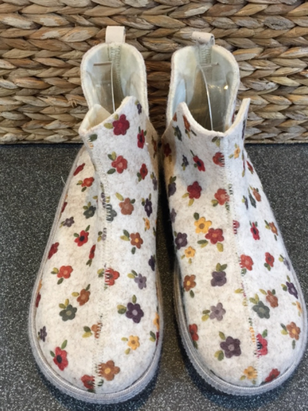 Unity in Diversity Cream Wool Slipper Bootie with Multicolor Floral Print - Picture 2 of 11